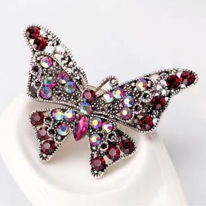 Vintage antique silver color purple diamond brooch